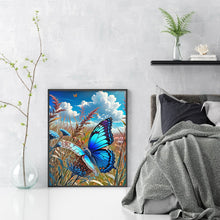 Load image into Gallery viewer, Diamond Painting - Full Round - Blue butterfly in the sun (30*40CM)