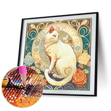 Load image into Gallery viewer, Diamond Painting - Full Round - white cat and rose (30*30CM)