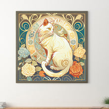 Load image into Gallery viewer, Diamond Painting - Full Round - white cat and rose (30*30CM)