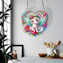 Load image into Gallery viewer, Single Sided Wreath Angel Rhinestone Diamond Art Window Pendants for Wall Decor