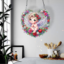 Load image into Gallery viewer, Single Sided Wreath Angel Rhinestone Diamond Art Window Pendants for Wall Decor