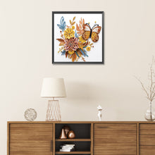 Load image into Gallery viewer, Diamond Painting - Partial Special Shaped - Flowers and butterflies paper painting (30*30CM)