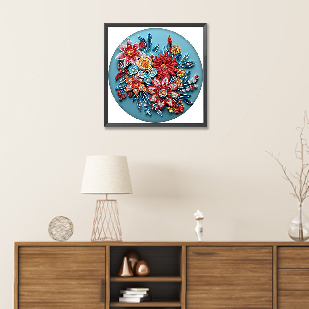 Diamond Painting - Partial Special Shaped - Blue flower quill paper painting (30*30CM)