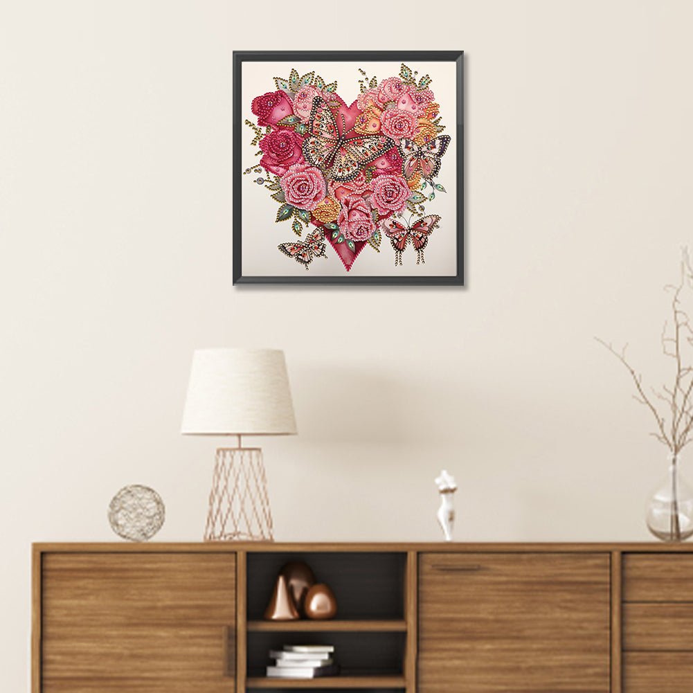 Diamond Painting - Partial Special Shaped - love butterfly rose (30*30CM)