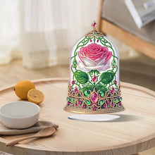 Load image into Gallery viewer, Special Shape Rose Crystal Box Desktop 5D Diamond Painting Art (Pink White)