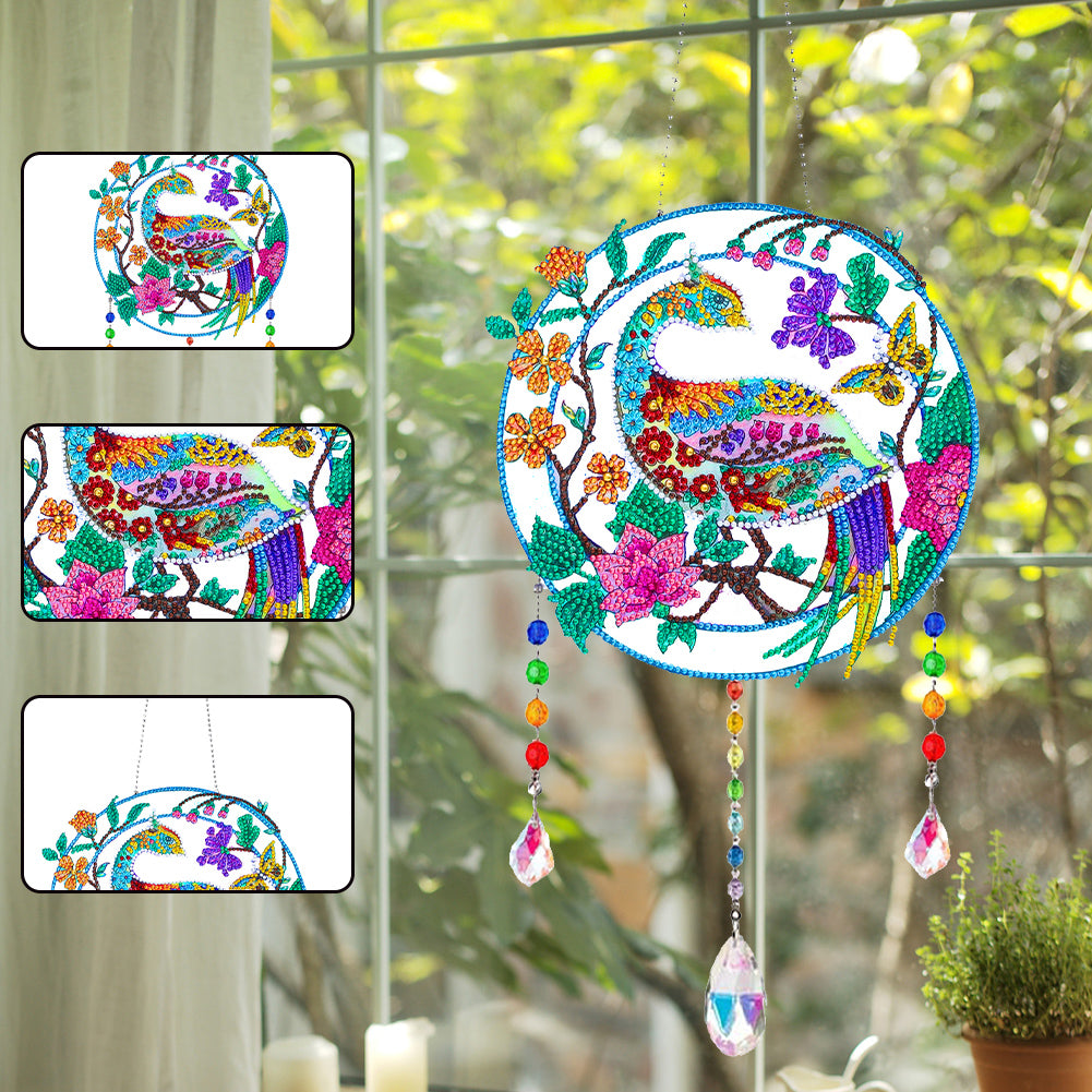 Animal Wind Chimes Crystal Diamond Painting Ornaments for Home Wall Office Decor