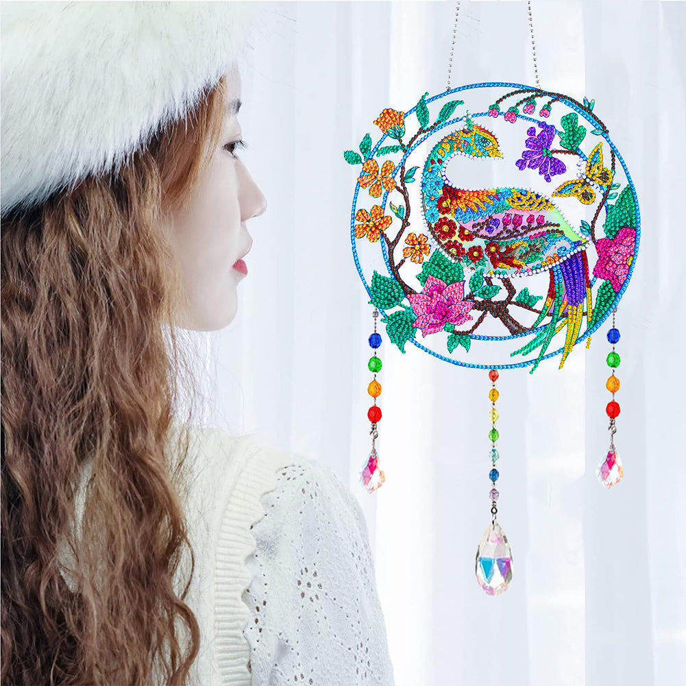 Animal Wind Chimes Crystal Diamond Painting Ornaments for Home Wall Office Decor