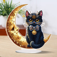 Load image into Gallery viewer, Special Shaped Cat on Moon Desktop Diamond Painting for Adult Home Office Decor