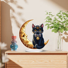 Load image into Gallery viewer, Special Shaped Cat on Moon Desktop Diamond Painting for Adult Home Office Decor