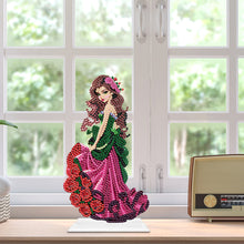 Load image into Gallery viewer, Special Shaped Woman With Flowers 5D Desktop Diamond Painting Art Office Decor