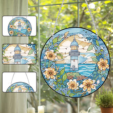 Load image into Gallery viewer, Lighthouse Rose Lupine Safflower Pineapple Bees Diamond Painting Hanging Pendant