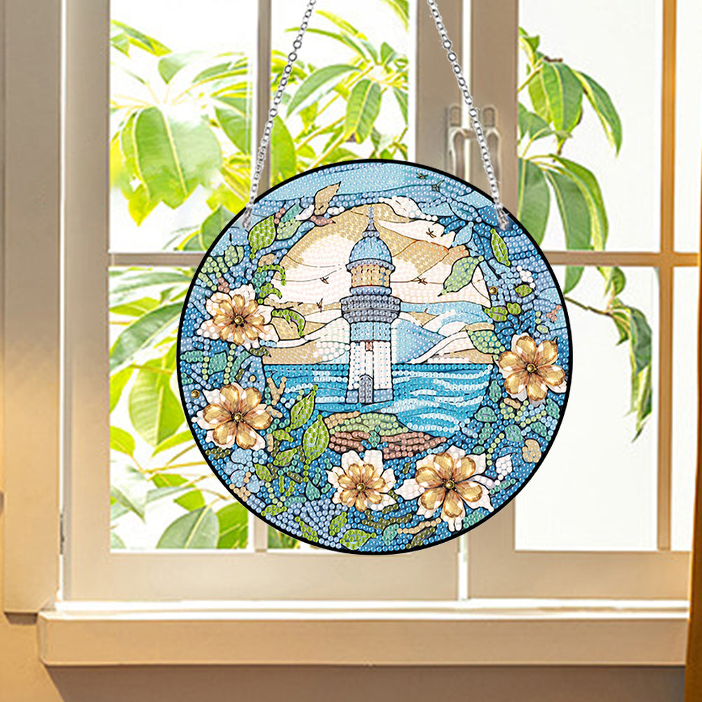 Lighthouse Rose Lupine Safflower Pineapple Bees Diamond Painting Hanging Pendant