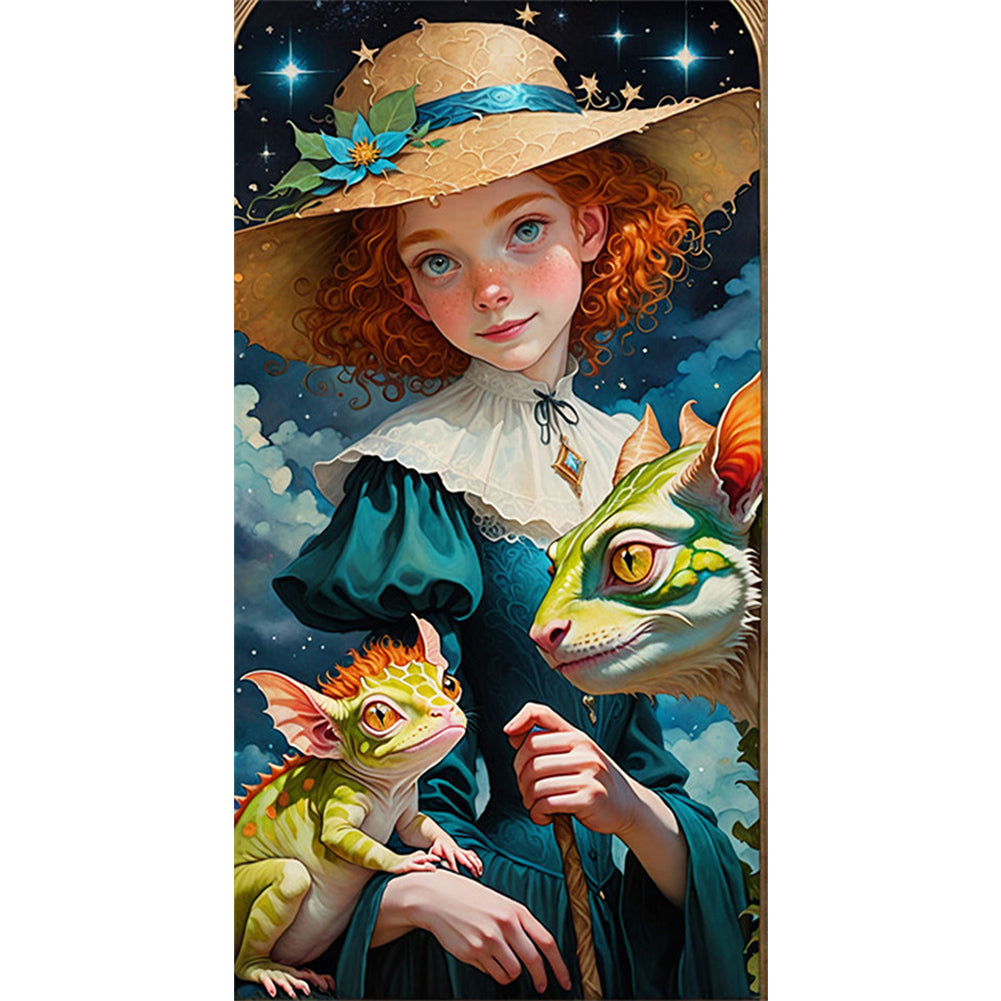 AB Diamond Painting - Full Round - red hair girl (40*75CM)