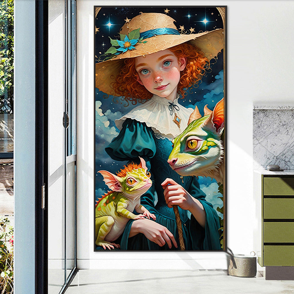 AB Diamond Painting - Full Round - red hair girl (40*75CM)