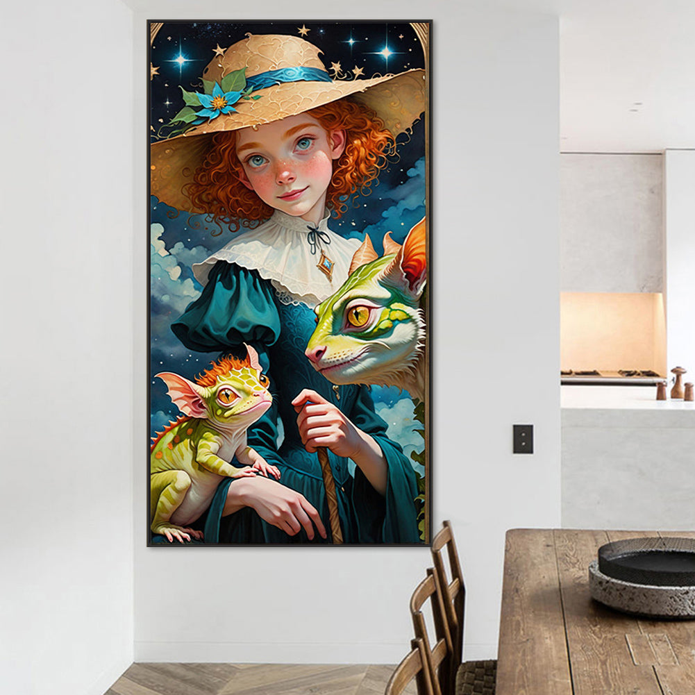 AB Diamond Painting - Full Round - red hair girl (40*75CM)