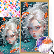 Load image into Gallery viewer, AB Diamond Painting - Full Round - White-haired girl and goldfish underwater (40*75CM)