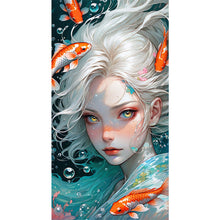 Load image into Gallery viewer, AB Diamond Painting - Full Round - White-haired girl and goldfish underwater (40*75CM)