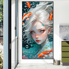 Load image into Gallery viewer, AB Diamond Painting - Full Round - White-haired girl and goldfish underwater (40*75CM)