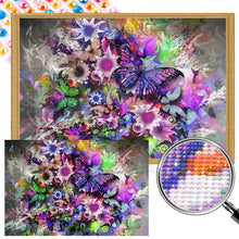 Load image into Gallery viewer, AB Diamond Painting - Full Round - Purple butterfly and flower (60*40CM)