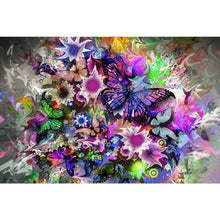 Load image into Gallery viewer, AB Diamond Painting - Full Round - Purple butterfly and flower (60*40CM)