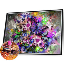 Load image into Gallery viewer, AB Diamond Painting - Full Round - Purple butterfly and flower (60*40CM)