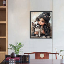 Load image into Gallery viewer, Diamond Painting - Full Round - Girl drinking coffee with puppy (40*50CM)