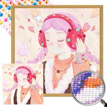 Load image into Gallery viewer, AB Diamond Painting - Full Round - girl wearing headphones (40*40CM)