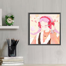 Load image into Gallery viewer, AB Diamond Painting - Full Round - girl wearing headphones (40*40CM)
