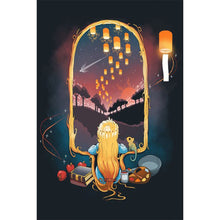 Load image into Gallery viewer, AB Diamond Painting - Full Round - Quiet Night Girl and Kongming Lantern (40*60CM)