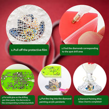 Load image into Gallery viewer, 6 Pcs Hat Diamond Painting Kit Wine Glass Recognizer Pendant Wine Glass Marker