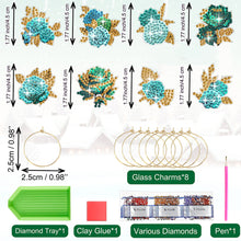 Load image into Gallery viewer, 8 Pcs Blue Rose Diamond Painting Wine Glass Recognizer Pendant Wine Glass Marker