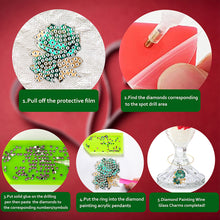 Load image into Gallery viewer, 8 Pcs Blue Rose Diamond Painting Wine Glass Recognizer Pendant Wine Glass Marker