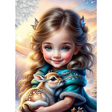 Load image into Gallery viewer, Diamond Painting - Full Round - girl and deer (40*55CM)
