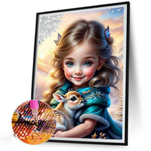 Load image into Gallery viewer, Diamond Painting - Full Round - girl and deer (40*55CM)