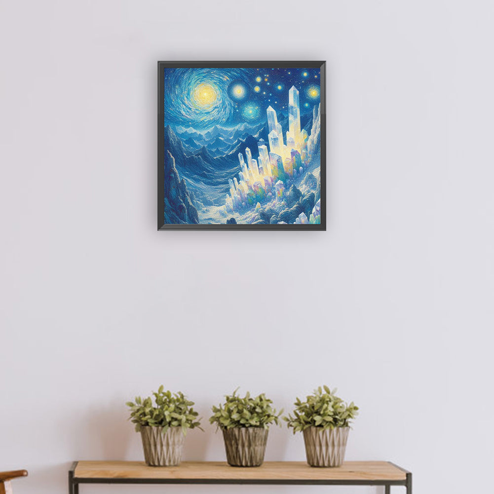 Diamond Painting - Full Round - Crystal Mountain under the Moon (30*30CM)