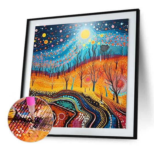 Diamond Painting - Full Round - Road under the moon (30*30CM)