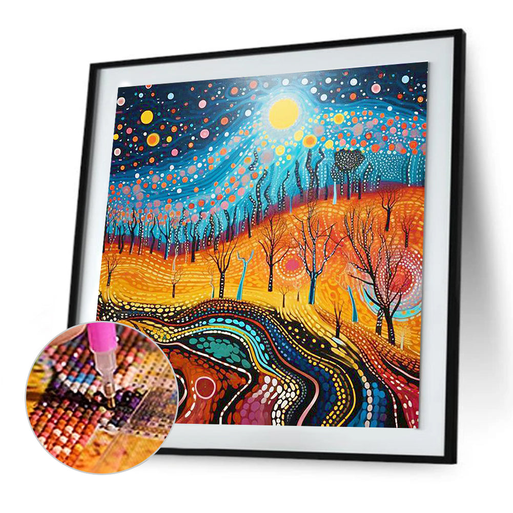 Diamond Painting - Full Round - Road under the moon (30*30CM)