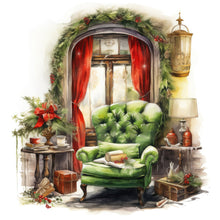 Load image into Gallery viewer, Diamond Painting - Full Round - Red curtain green sofa (30*30CM)