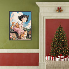 Load image into Gallery viewer, Diamond Painting - Full Round - girl and cat (40*50CM)