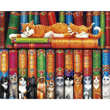Load image into Gallery viewer, Diamond Painting - Full Round - books and cats (50*40CM)