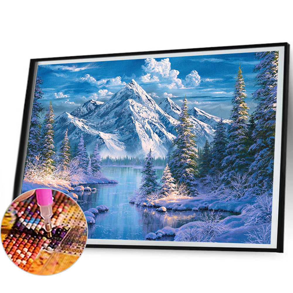 Diamond Painting - Full Square - woods snow mountain (50*40CM)