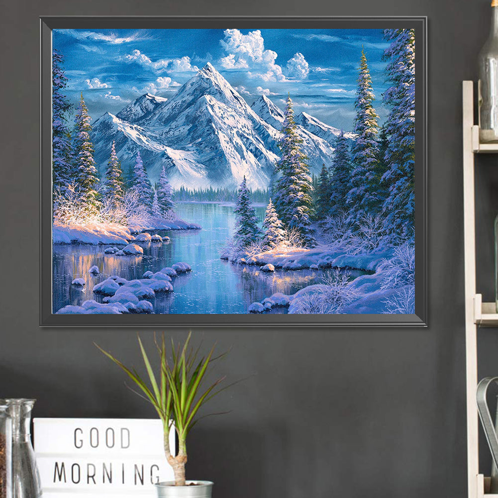 Diamond Painting - Full Square - woods snow mountain (50*40CM)