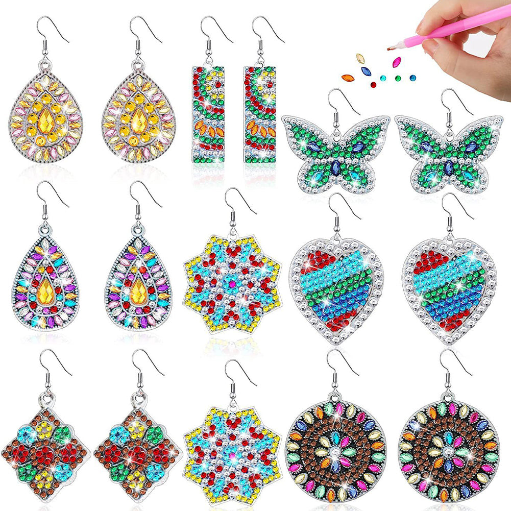 8 Pairs Double Sided Diamond Painting DIY Earring Making Kit for Women Girls (7)