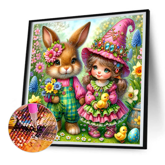 Diamond Painting - Full Round - easter flowers bunny (30*30CM)