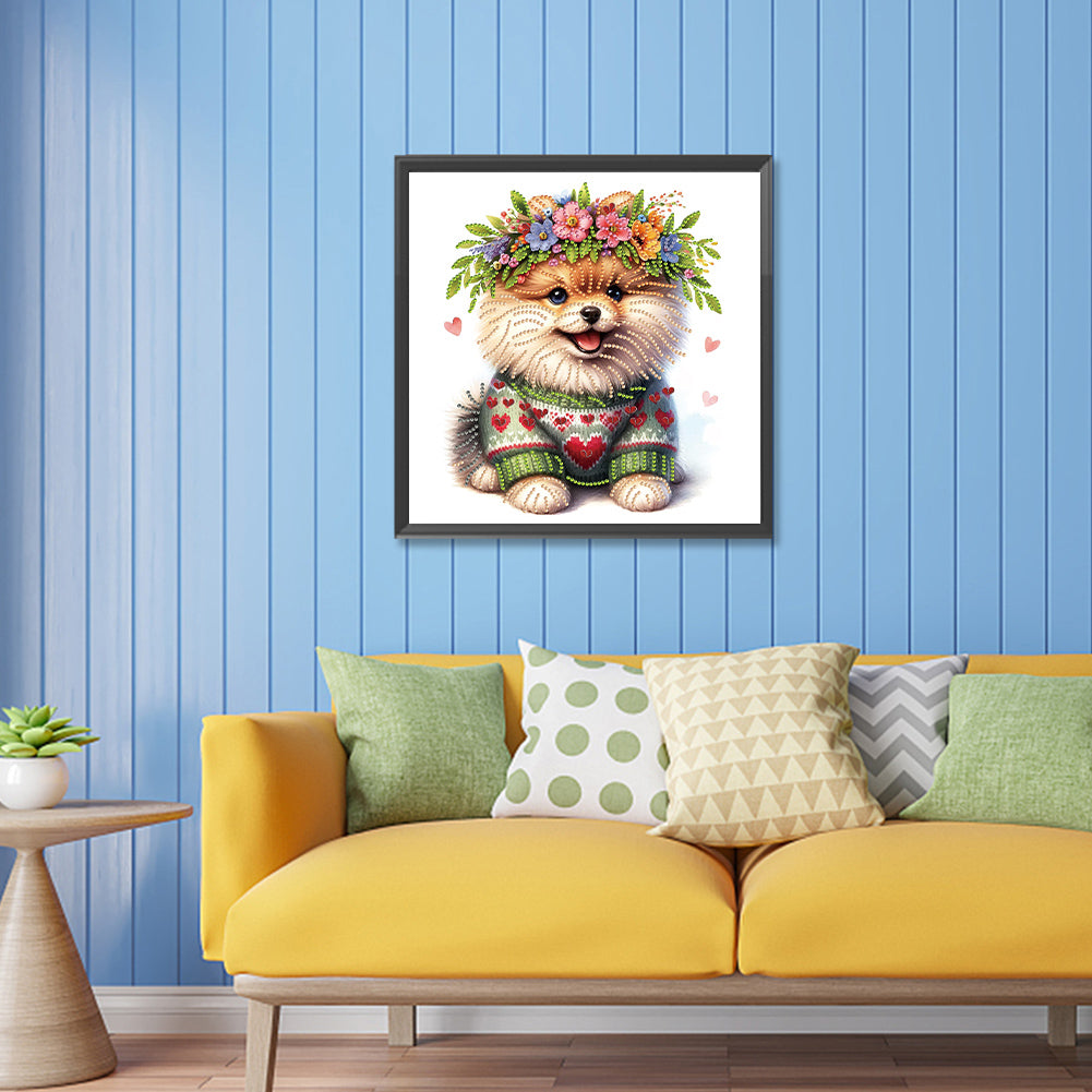 Diamond Painting - Partial Special Shaped - Garland Pomeranian (30*30CM)