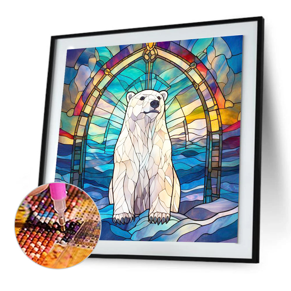 Diamond Painting - Full Round - polar polar bear glass art (30*30CM)