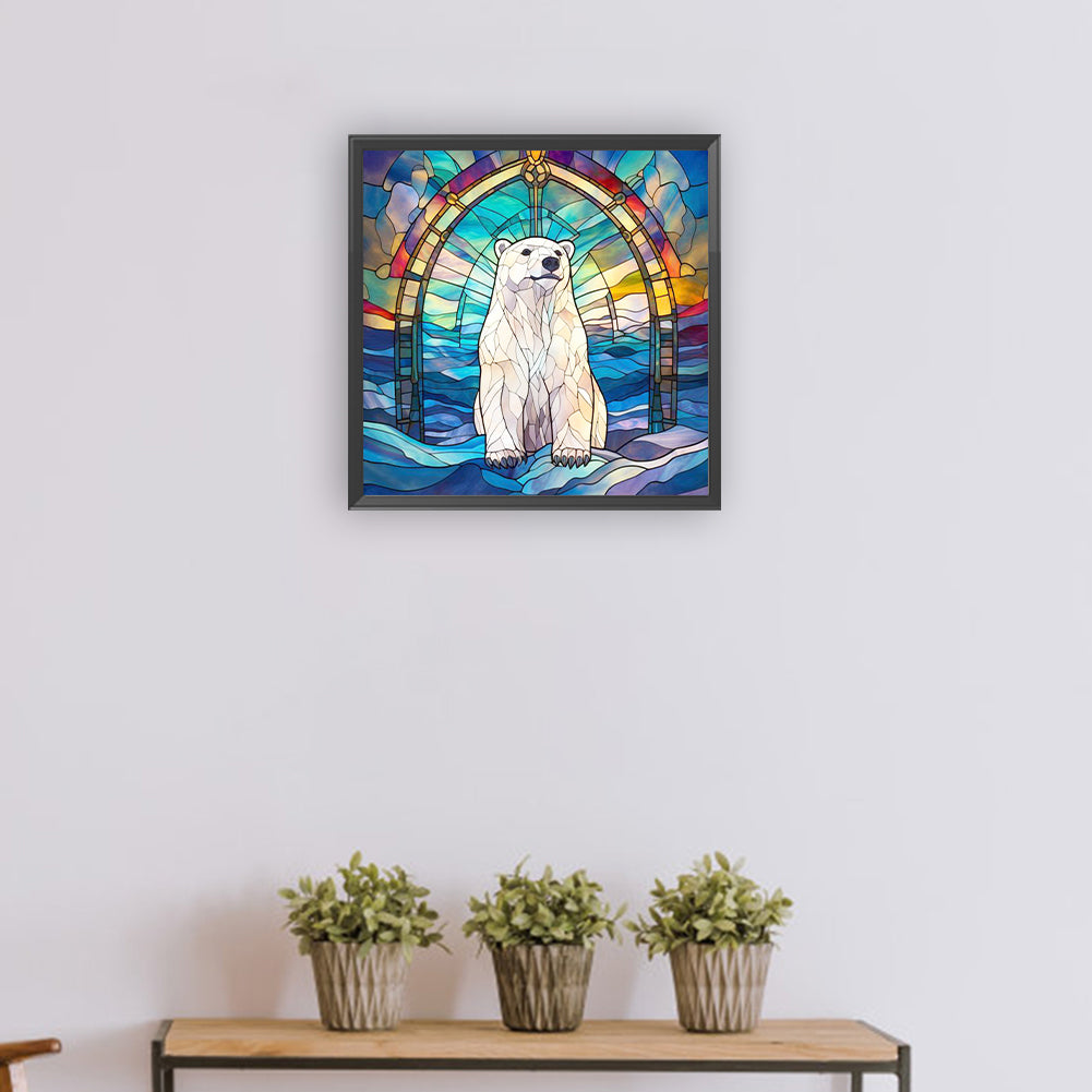 Diamond Painting - Full Round - polar polar bear glass art (30*30CM)