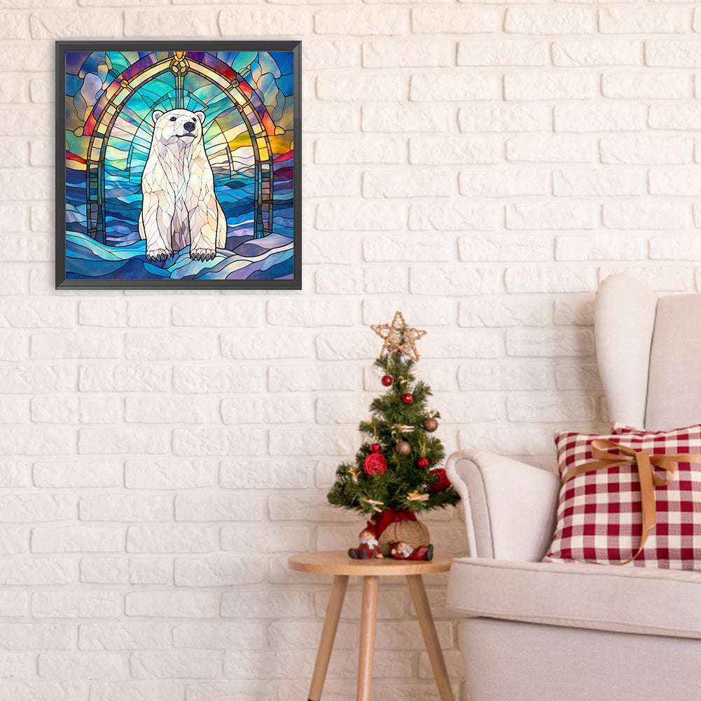 Diamond Painting - Full Round - polar polar bear glass art (30*30CM)