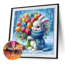 Load image into Gallery viewer, Diamond Painting - Full Round - Bunny holding flowers in the snow (30*30CM)