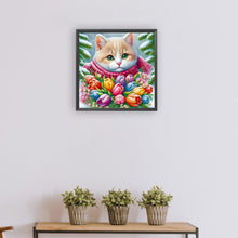 Load image into Gallery viewer, Diamond Painting - Full Round - Flower and scarf kitten (30*30CM)